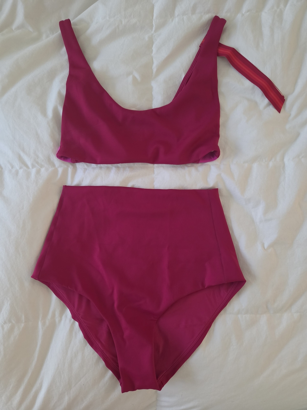 Left On Friday Magenta Scoop Bandeau Bikini Set
